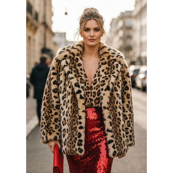 Forever 21 Animal Print Faux Fur Coat - Size M - Picture 9 of 9